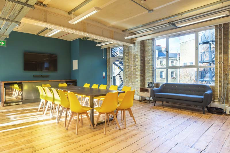 Clerkenwell Workshops, London Office Fit Out Meeting Table With Media Station